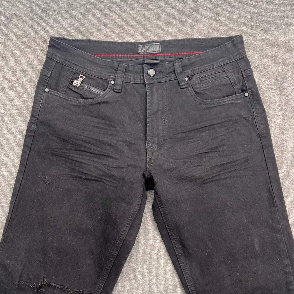 Steve's Jeans Mens Black Distressed Slim Straight Denim Pants 32 Casual urban - Picture 2 of 13